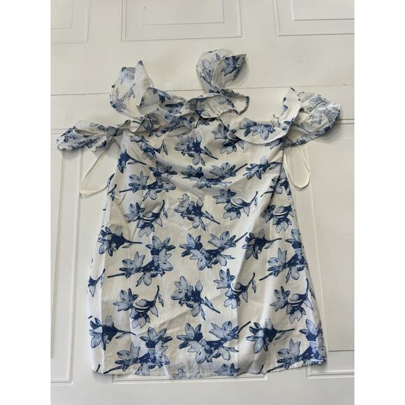 JOA Los Angeles Linen Cold Shoulder Sundress White Floral Women’s Size Small S - Picture 1 of 6